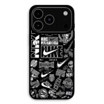 Coque pour iphone 17 pro max nike air logo graffiti noir et blanc maniacase