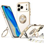 Coque pour iphone 17 pro max, protection silicone antichoc avec cordon et anneau motif c?ur - blanc - ...