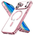 Coque pour iphone 17 pro max, protection silicone avec cercle magn�tique - rose effet chrome - e. f. ...