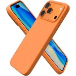 Coque pour iphone 17 pro max, protection silicone liquide ultra slim souple mat orange