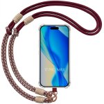 Coque pour iphone 17 pro max, silicone transparent antichoc anti - rayures avec cordon bordeaux - e. ...