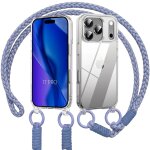 Coque pour iphone 17 pro, protection antichoc anti - rayures bumper solide avec bandouli�re violet - ...
