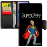 Coque iphone se 2020 simili cuir silicone super papy etui bd noir � clapet humoristique papi mobile drole ...