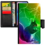 Coque pour iphone se 2022 cuir rabat portefeuille ecureuil animal arc en ciel housse multicolore noir ...