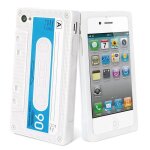 Coque iphone 4 4s cassette blanche muvit retro design silicone souple (tpu)
