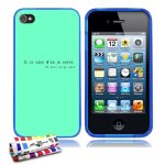 Coque iphone 4 4s je sais ou je vais silicone bleu souple (tpu)