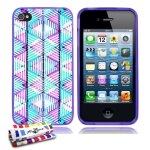 Coque iphone 4 4s neon abstrait silicone violet souple (tpu)