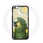 Coque iphone 4 / 4s perroquet vert jaune bec soleil nuage douceur couleur pastel oiseau