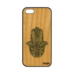 Coque iphone 5 5s se bois veritable silicone main de fatma vert 4g khamsa apple iphone 5 iphone 5s iphone ...