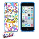 Coque iphone 5c maow blanc silicone bleu souple (tpu)