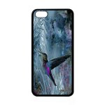Coque pour iphone 5c silicone colibri fleurs housse animal oiseau plumes floral 4g animaux bleu portable ...