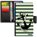 Coque iphone 6 6s en cuir porte cartes ancre 4g ligne housse marinire unique telephone corde nud chaine ...