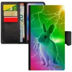 Coque iphone 6 6s cuir � rabat lapin arc en ciel portable de paques eclair lapine vert animal multicolore ...