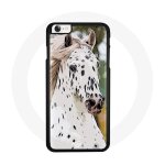 Coque iphone 6 cheval blanc et noir dalmatien vert jaune soleil nuage douceur couleur pastel animal poulain ...