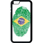 Coque iphone 6s + - empreinte digitale drapeau bresil brazil - noir