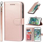Coque iphone 7 / 8 / se 2020 / se 2022 avec cordon, flip portefeuille etui en cuir, [3 fentes][fonction ...
