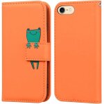 Coque pour iphone 7 / iphone 8 / iphone se 2020(4, 7 pouces), mignon cartoon animal grenouille etui portefeuil ...