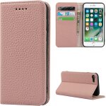 Coque iphone 7 / 8 / se2 / se 2020, flip cuir veritable portefeuille etui en cuir, [4 fentes][fermeture ...