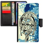 Coque iphone 7 rabat portefeuille porte cartes femme fille ethnique fleur feuilles bleu nature bumper ...