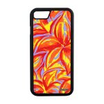 Coque iphone 7 silicone fleurs motif pas cher orange texture original floral etui antichoc color� peinture ...