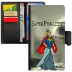Coque pour iphone 7 plus simili cuir super princesse portable texte a clapet smartphone fille humour ...