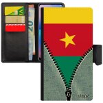 Coque iphone 8 plus cuir rabat portefeuille drapeau cameroun camerounais basket jeux olympiques housse ...