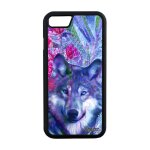 Coque iphone 8 silicone loup telephone animal predateur tpu design fleurs rose portable personnalis ...