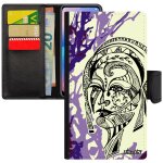 Coque iphone 8 simili cuir rabat porte cartes femme fee peinture arbre ethnique couleur florale violet ...