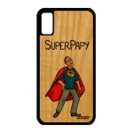 Coque iphone x bois silicone super papy bande dessin�e personnalis� texte design souple grands peres ...