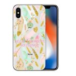 Coque iphone x plumes boho chic fleur rose dore or pastel transparente
