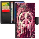 Coque iphone x a rabat portefeuille peace and love paix et amour tatouage hippie flip case yoga 4g housse ...