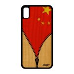 Coque iphone xr bois silicone drapeau chine chinois mobile housse bumper a iphone xr