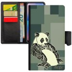 Coque iphone xr cuir portefeuille panda bebe azteque noir et blanc mobile portable homme case ethnique ...