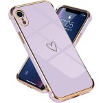 Coque compatible avec iphone xr en silicone tpu galvanis� ultra l�ger avec cadre or avec motif coeur ...