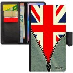 Coque iphone xr simili cuir rabat portefeuille porte cartes drapeau union jack angleterre anglais jeans ...