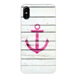 Coque iphone xs ancre rose effet bois marin beach