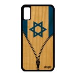 Coque pour iphone xs en bois silicone drapeau israel israelien housse foot
