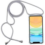 Coque pour iphone xs max(6. 5) avec cordon de collier, coque transparente silicone tpu bumper etui housse ...