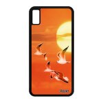 Coque iphone xs max silicone oiseaux mouettes marin 4g telephone animaux nature animal ciel case orange ...