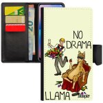 Coque pour iphone xs en simili cuir no drama lama portable texte blanc a clapet drole cartoon mobile ...