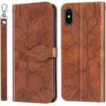 Coque pour iphone xs / iphone x (5, 8 pouces), etui en cuir pu antichoc avec rabat, support et fentes ...