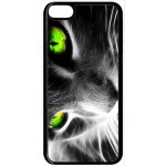 Coque ipod touch 6 - chat noir et blanc yeux vert - noir