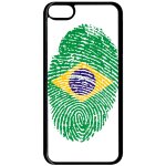 Coque ipod touch 6 - empreinte digitale drapeau bresil brazil - noir