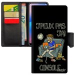 Coque j'peux pas j'ai console rabat huawei p20 simili cuir portefeuille noir magnetique je rigide play ...
