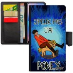 Coque j'peux pas j'ai poney iphone se 2022 simili cuir bd housse equitation telephone bleu aimant�e drole ...