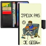 Coque j'peux pas je geek pour xiaomi redmi note 6 pro rabat portefeuille rigide jeux video je gamer console ...