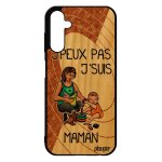 Coque j'peux pas j'suis maman galaxy a25 5g en bois silicone drole bd cadeau fete des meres parent etui ...