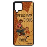 Coque j'peux pas j'suis mamie pour samsung galaxy a12 en vrai bois silicone texte je portable cadeau ...