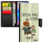 Coque j'peux pas j'suis papy galaxy a31 simili cuir portefeuille silicone humour solide gris etui smartphone ...