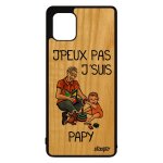 Coque j'peux pas j'suis papy samsung note 10 lite bois silicone violet comique enfant papi noir texte ...